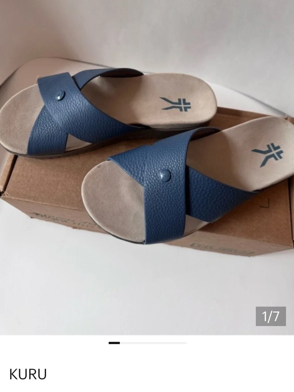 KURU BREEZE COMFORT SLIDE SZ. 8 Women's Mineral Blue Crisscross  Sandals